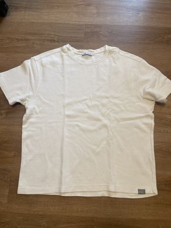 Zara T-Shirt Herren Gr L Weiss-Beige