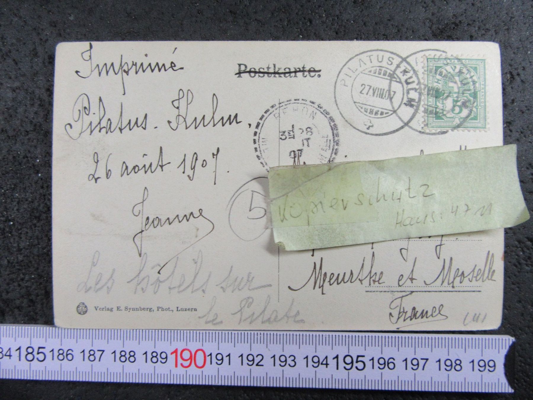 Ansichtskarten: PILATUS-KULM 1907 – Gebraucht aus Ettingen von Hausi4711 1