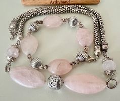 Rosenquarz Romanze - Opulentes  Vintage Schmuckset