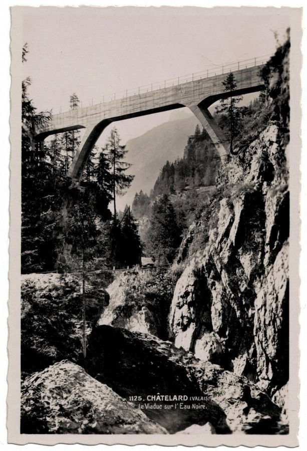 Ansichtskarten: Châtelard, viaduc sur l'Eau Noire, datée 1933 – Gebraucht aus Frauenfeld von POML