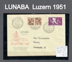 LUNABA Brief  Luzern 1951 P.P. Nr. B54 + Kehrdruck Nr. K38