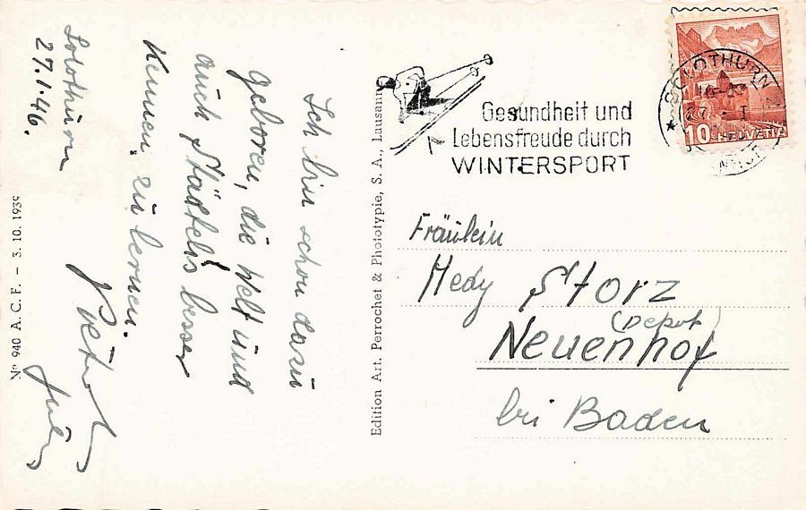 Cartoline postali: Solothurn, Partie der Ringmauer, gelaufen 1946 – Usato da Frauenfeld venduto da POML 1