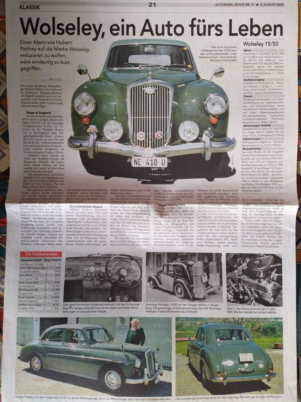 Libri: Klassik- Bericht WOLSELEY 15/50 – Usato da Bern venduto da micky031