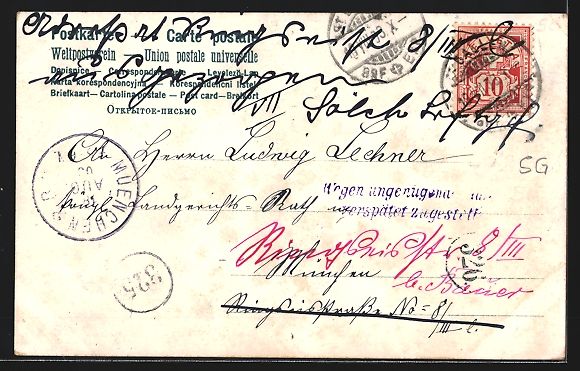 Cartoline postali: AK St. Gallen, Linsebühl, Kirche, 1903 – Usato da Berlin venduto da bartko-reher 1