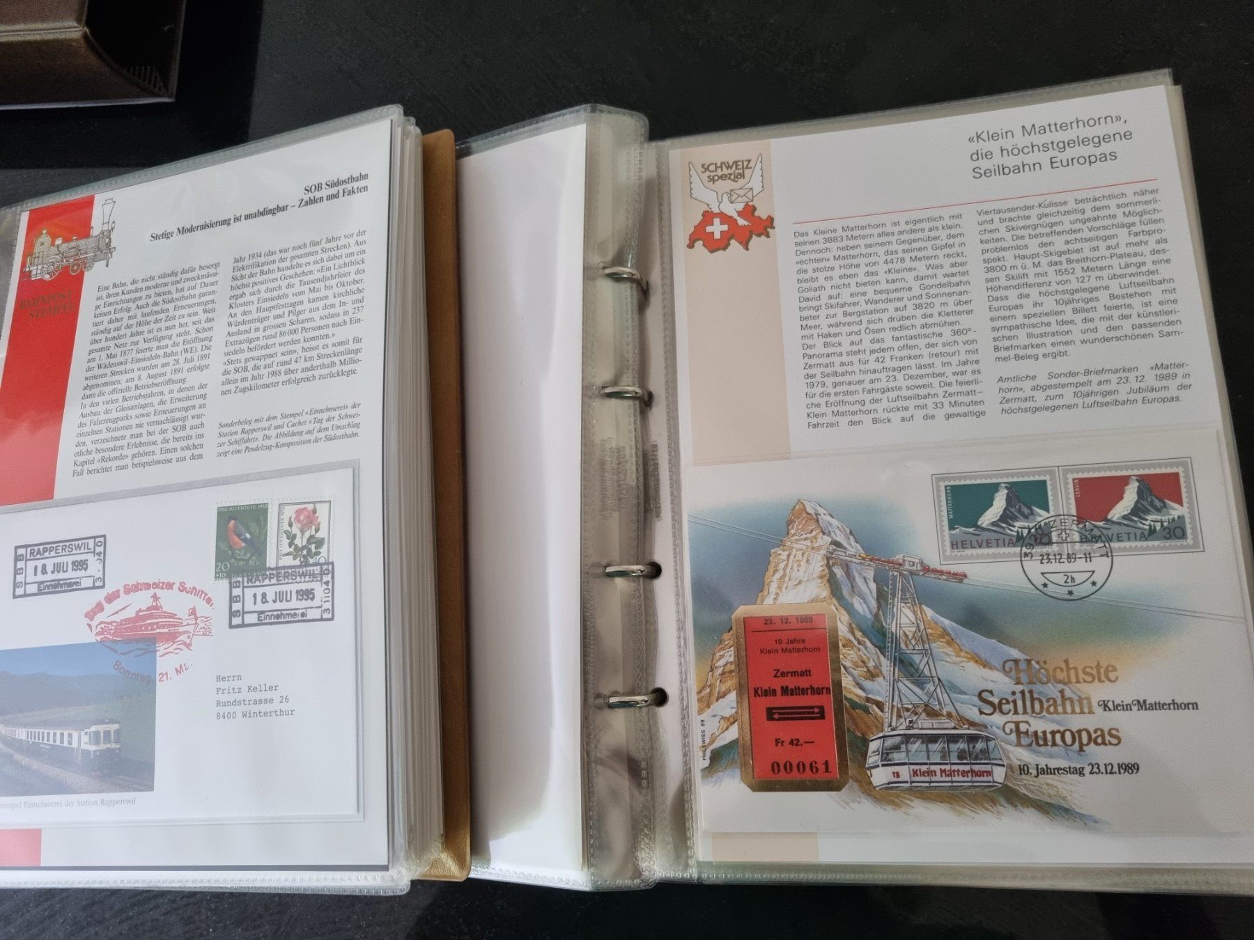 Tutti i francobolli: 2 Luxusalben "Schweiz Spezial" + CH Bahnpost Stempel – Usato da Gümligen venduto da Geniusbuy 2