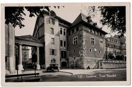Genève, Tour Baudet, voiture d'époque, vers 1930