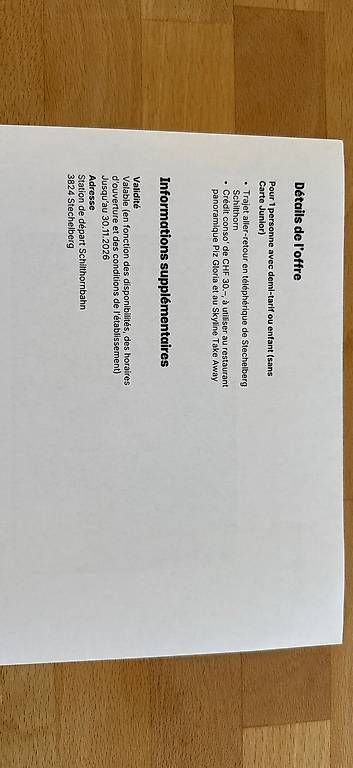 Buoni: Ticket pour schilthorn avec crédit restauration – Usato da Romanel sur Lausanne venduto da duduzh