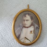Antike Miniatur Napoleon Bonaparte, Goldrahmen, M.Delaroche
