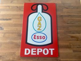 Vintage ESSO GAZ Depot Blechschild, Rarität, Top Zustand!
