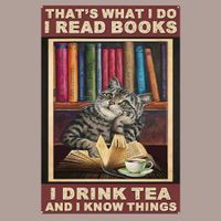 🔥 BOOKS TEA CAT Katzen Blechschild ❤️ 20x30cm OVP 🔥