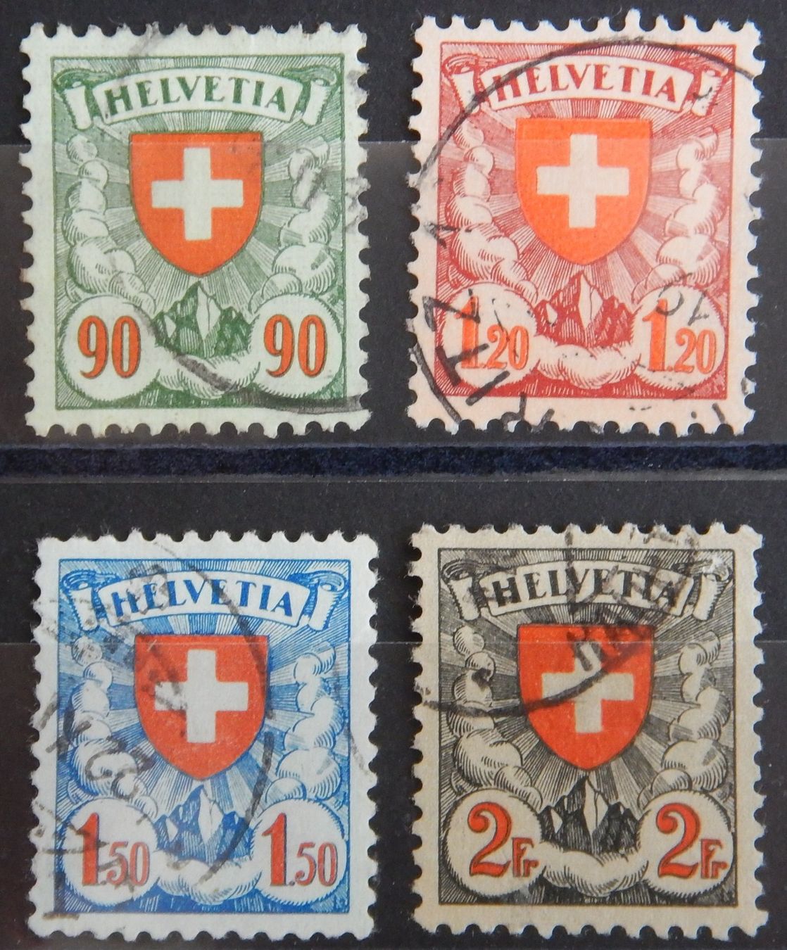 Tutti i francobolli: Schweiz Kat. 163-166z gest. Kat. 45 Fr. – Usato da Zürich venduto da Muehlekauf