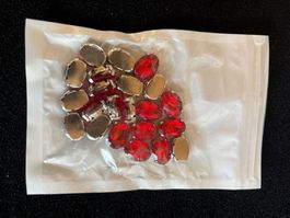 Basteln Schmucksteine oval rot mit Fassung Neuware