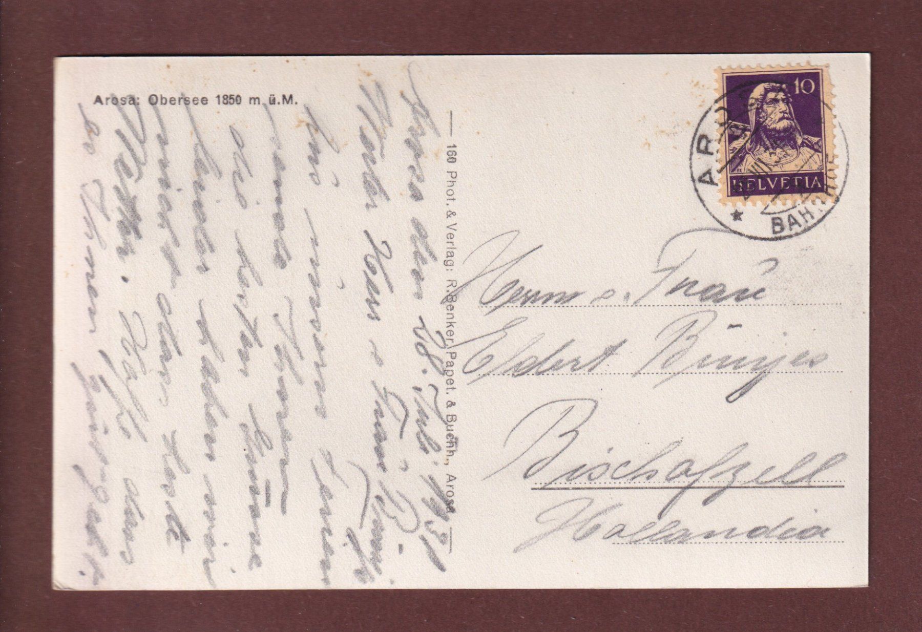 Cartoline postali: AROSA - Obersee - 1931 – Usato da Pully venduto da nicecards 1