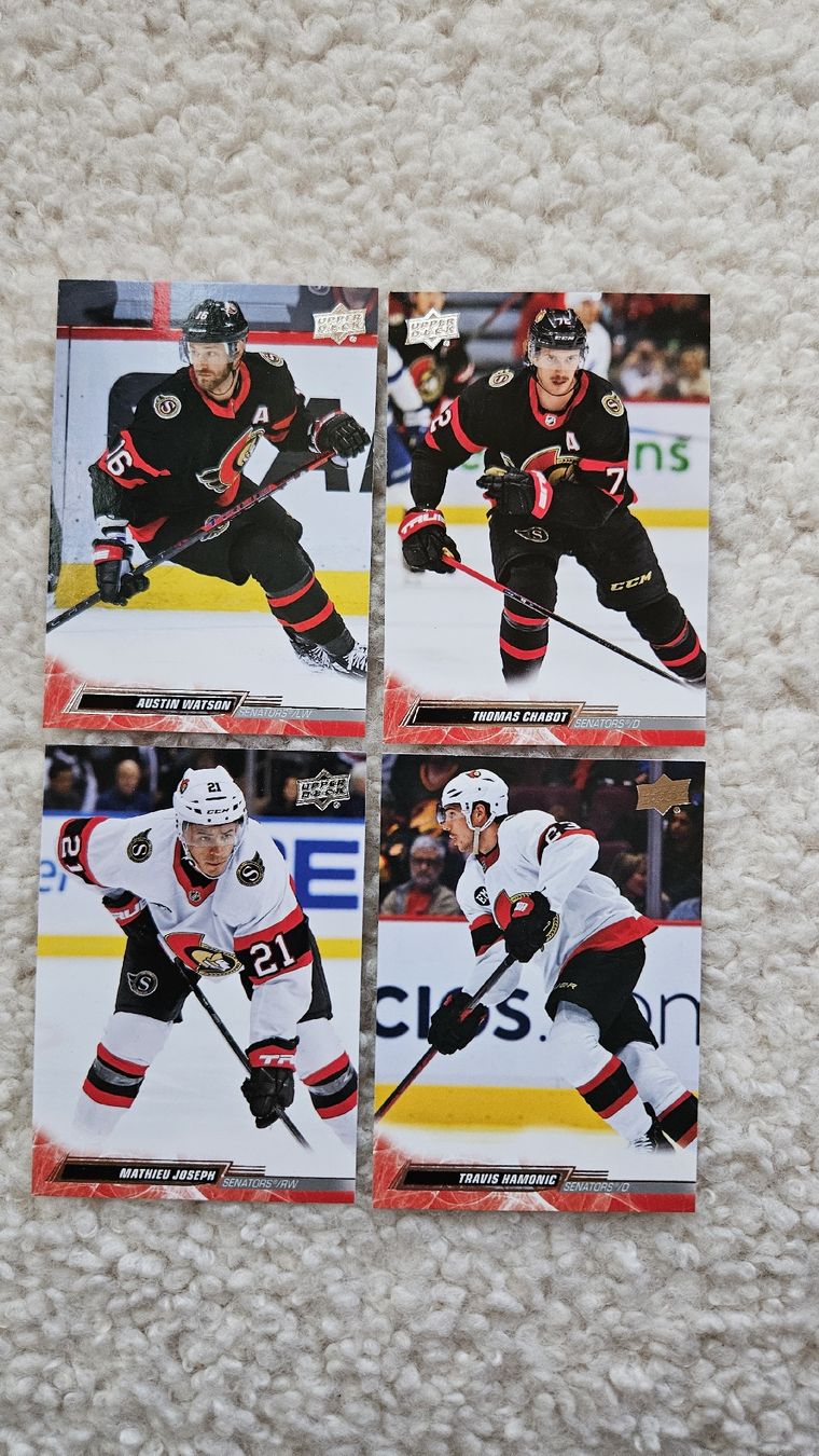 NHL Carte collezionabili: 4 cards SENATORS -HAMONIC,JOSEPH,CHABOT,WATSON – Nuovo (secondo la descrizione) da Boltigen venduto da Calagero