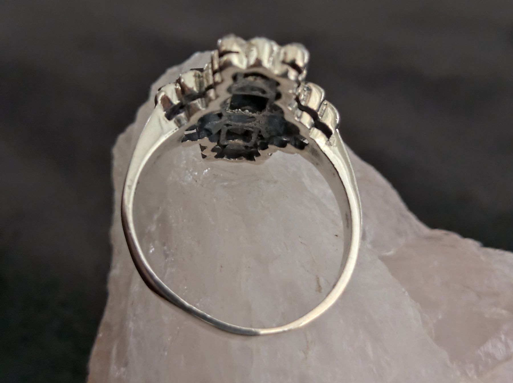 Anelli: Ring Silber 925 schwarzee Steine + Kreuz – Usato da Istighofen venduto da Ringparadies 1