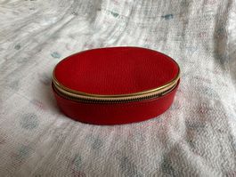 Antike Schatulle, 50er Jahre, Leder oder Kunststoff, rot