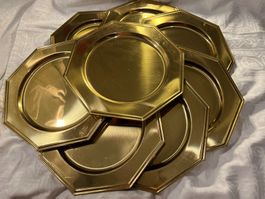 8 Vergoldetem Messing Schalen mit 8 Seite 30 cm