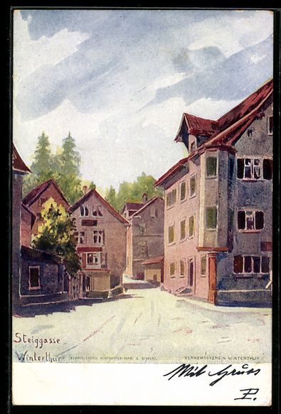 Cartes postales: Winterthur, Steiggasse, Strassenpartie – D'occasion à Berlin par bartko-reher