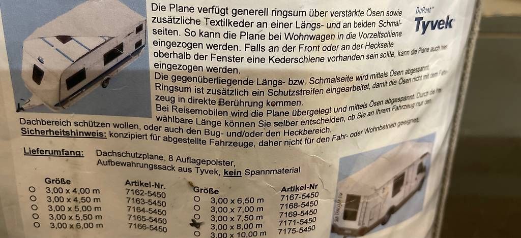 Sonstiges: Dachsutzplane / Abdeckplane für Wohnwagen oder Wohnmobil – Gebraucht aus Kappelen von Gere28 2