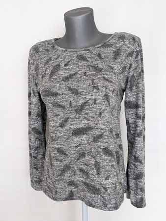 Feiner grauer Pullover mit Federmuster S