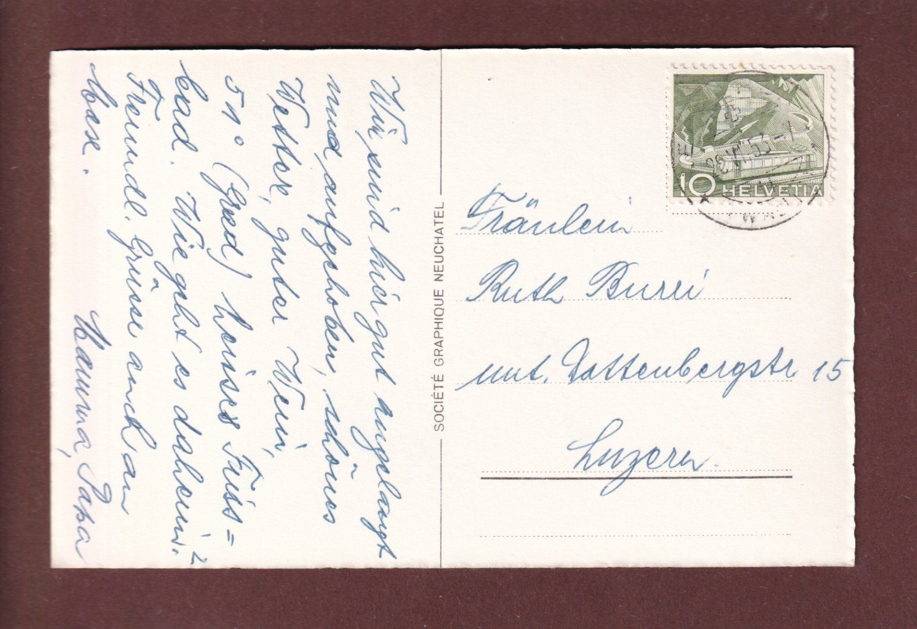 Cartoline postali: LOECHE-LES-BAINS - Gemmi - 1953 – Usato da Pully venduto da nicecards 1