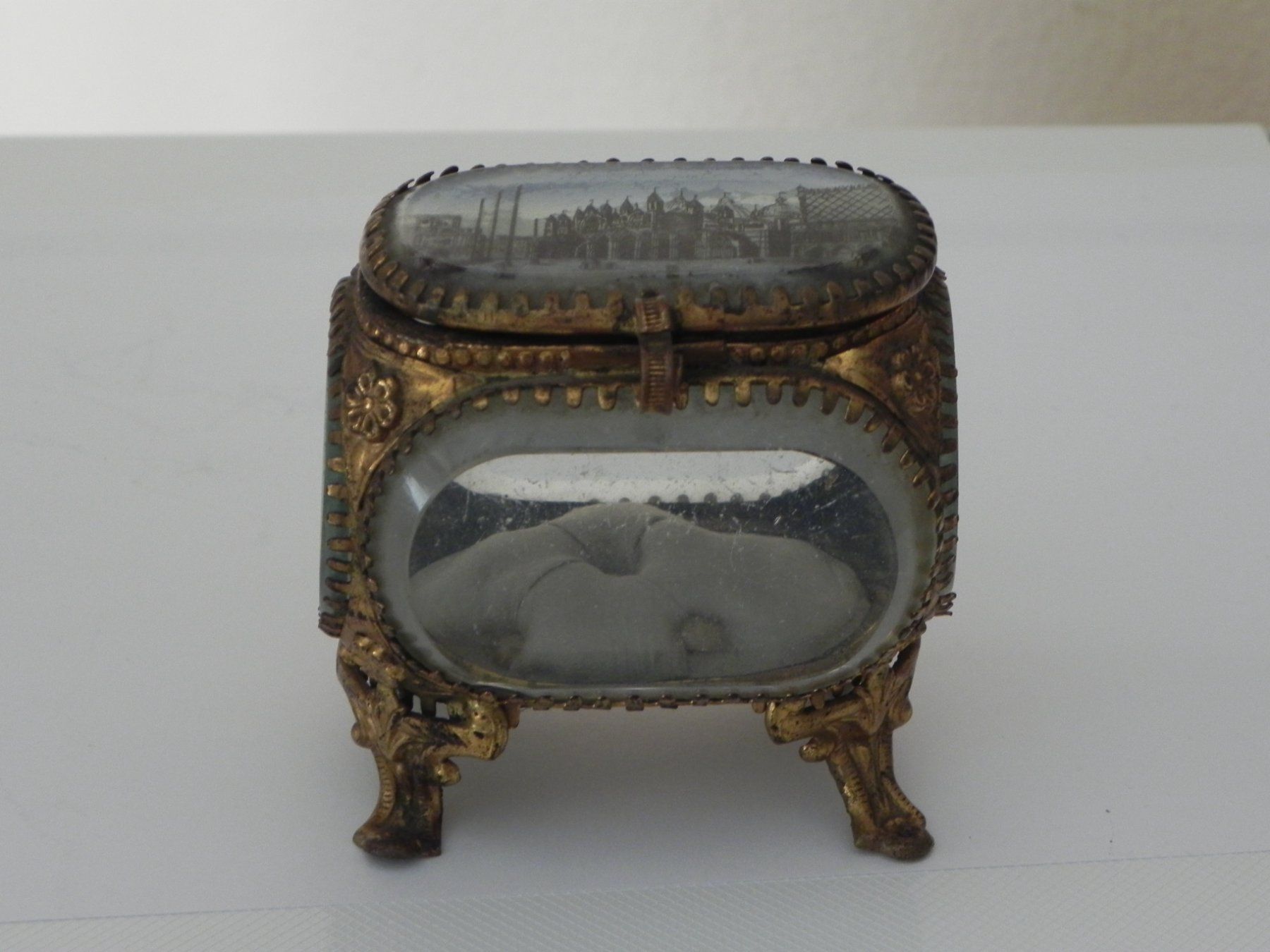 Barattoli: Antike Schmuckdose/Schmuckschatulle Messing / Glas – Usato da Minusio venduto da Lory64 7