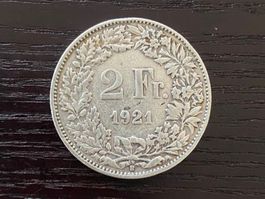 1 x 2 Franken Schweiz 1921 – zirkuliert