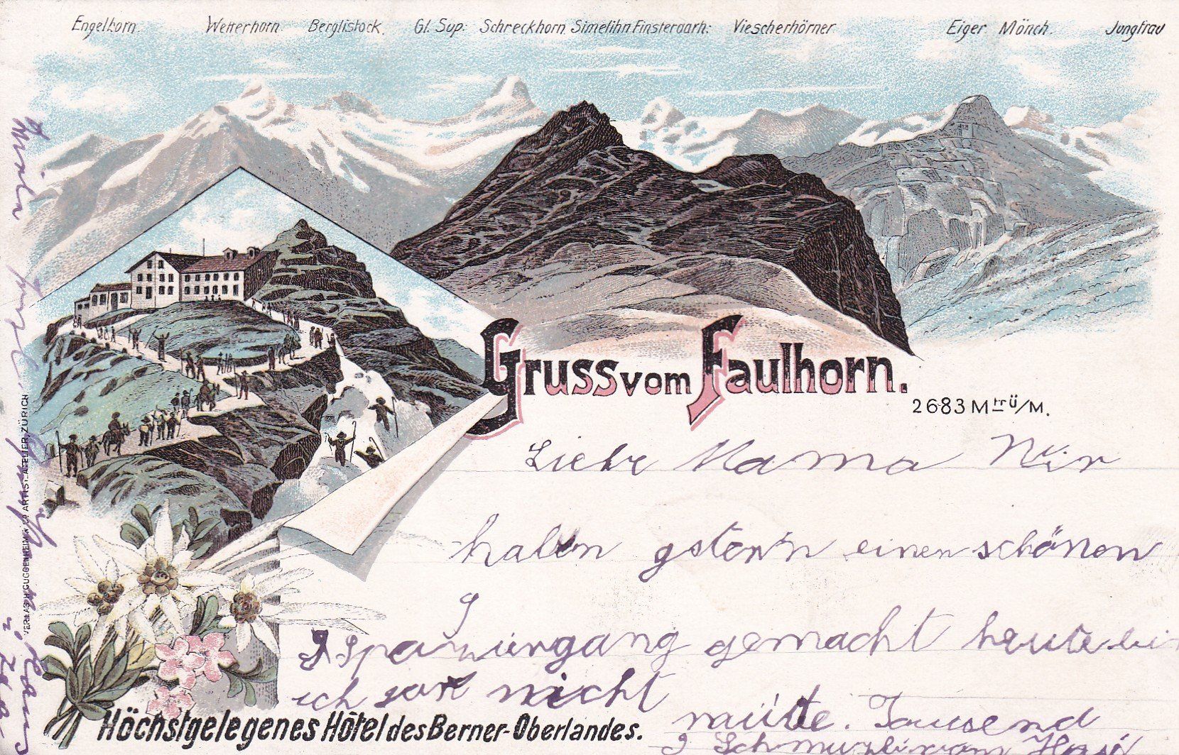 Ansichtskarten: Gruss vom Faulhorn  1899 – Gebraucht aus Cormoret von Pascalll2001