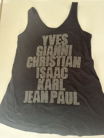 Black Tank Top with Rhinestone Names - Size S
