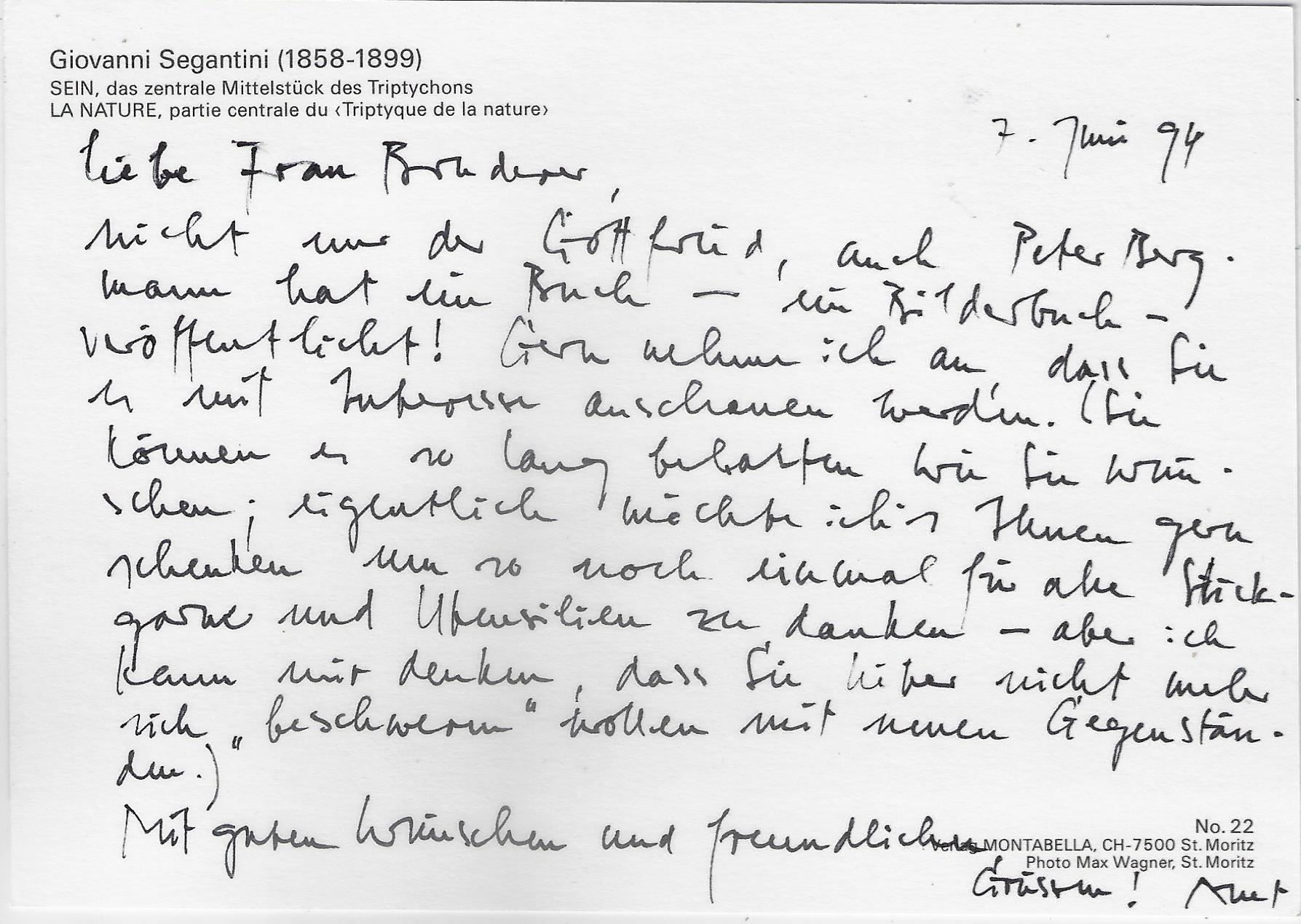 Cartoline postali: Giovanni Segantini - Sein, das zentrale – Usato da Ettingen venduto da Kartenplanet 1