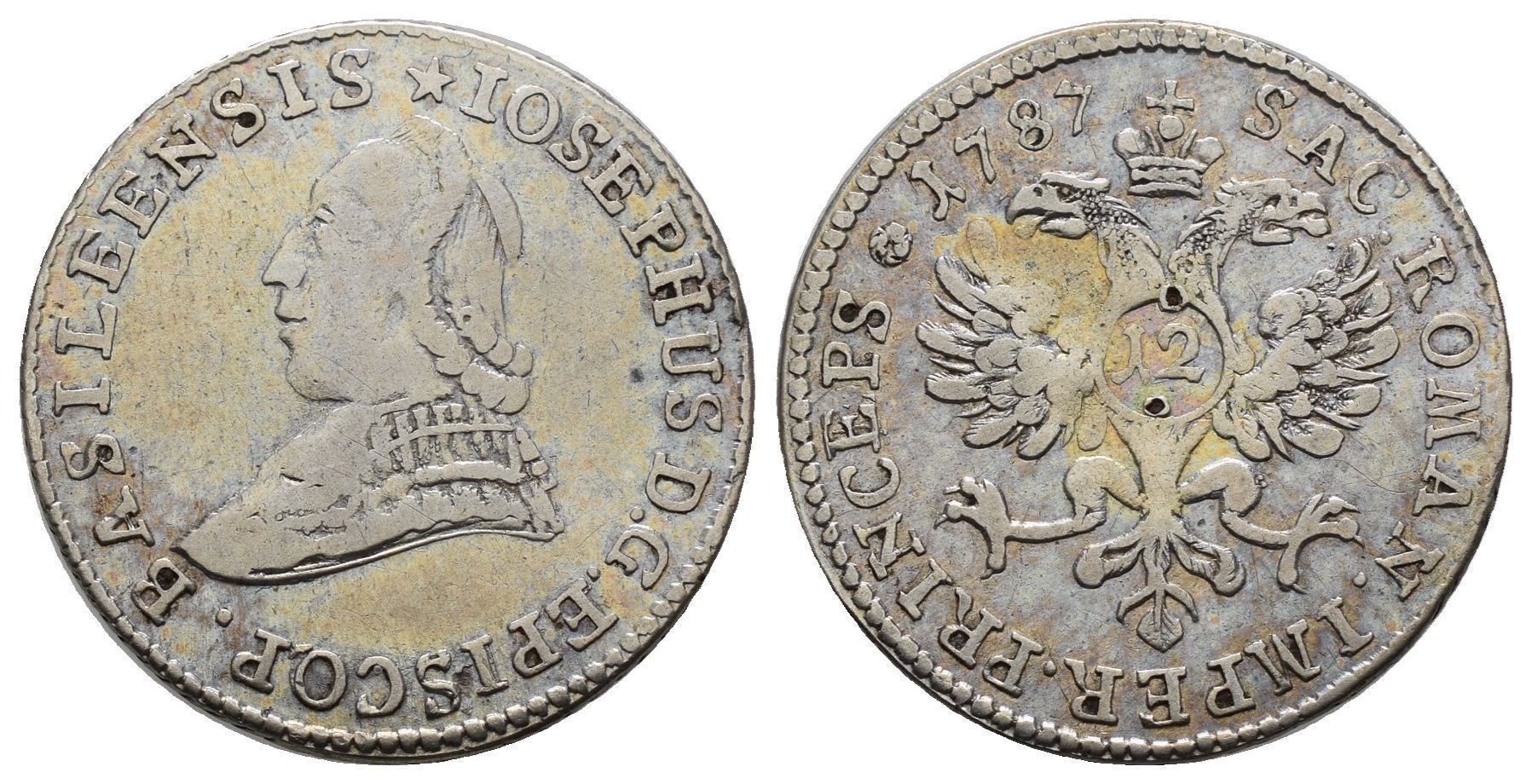 Alle Münzen: Basel Bistum 12 Kreuzer 1787  /3732 – Gebraucht aus Trimbach von Solothurn1