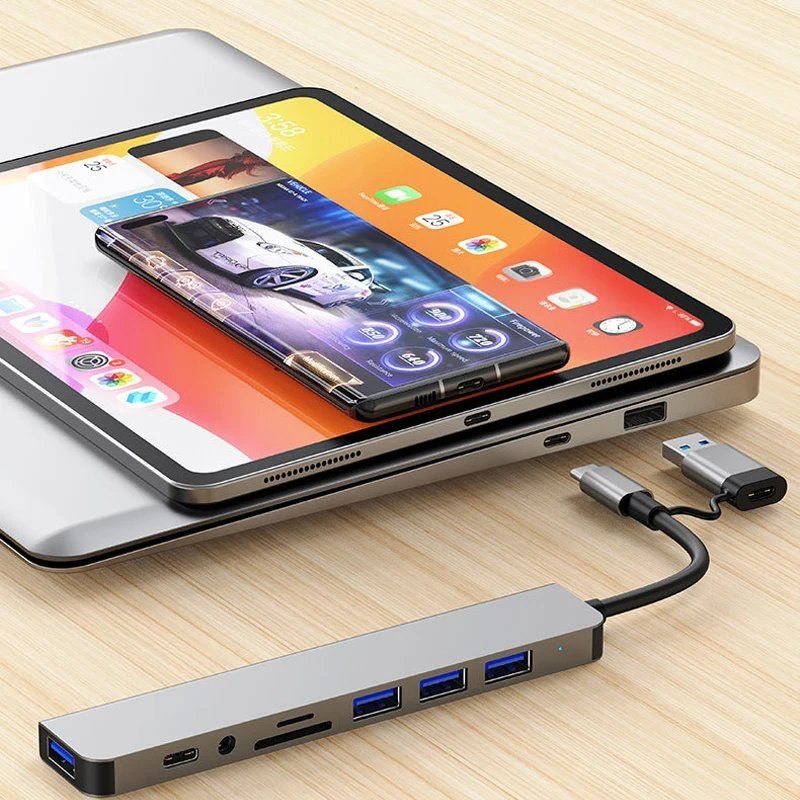 Hubs & Switches: 8in2 USB-C & USB-A Hub / Digitec CHF 27.90 / Micro SD Audio – Neu und originalverpackt aus Uster von -FPS- 2