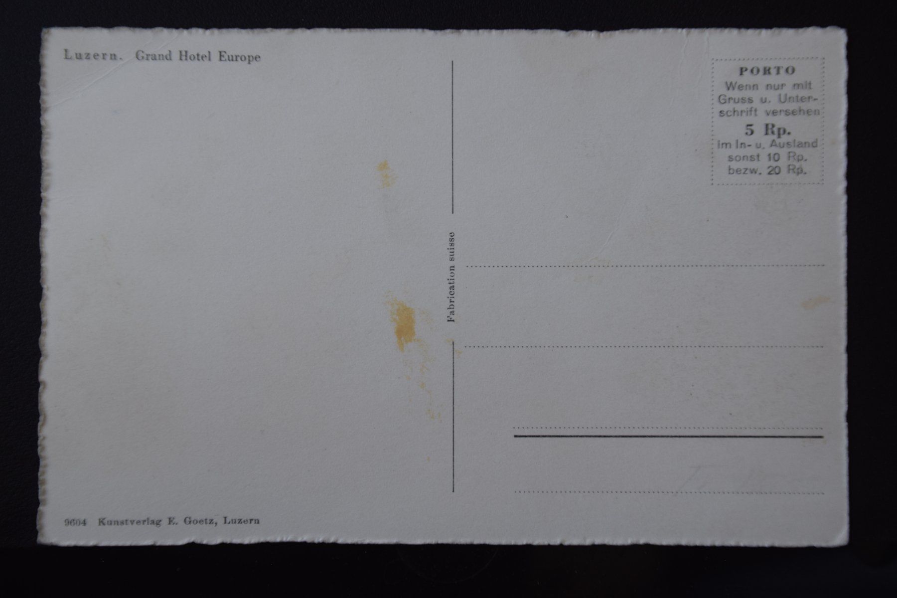 Cartoline postali: AK Luzern, Hotel Europe – Usato da Luzern venduto da CH2018 1