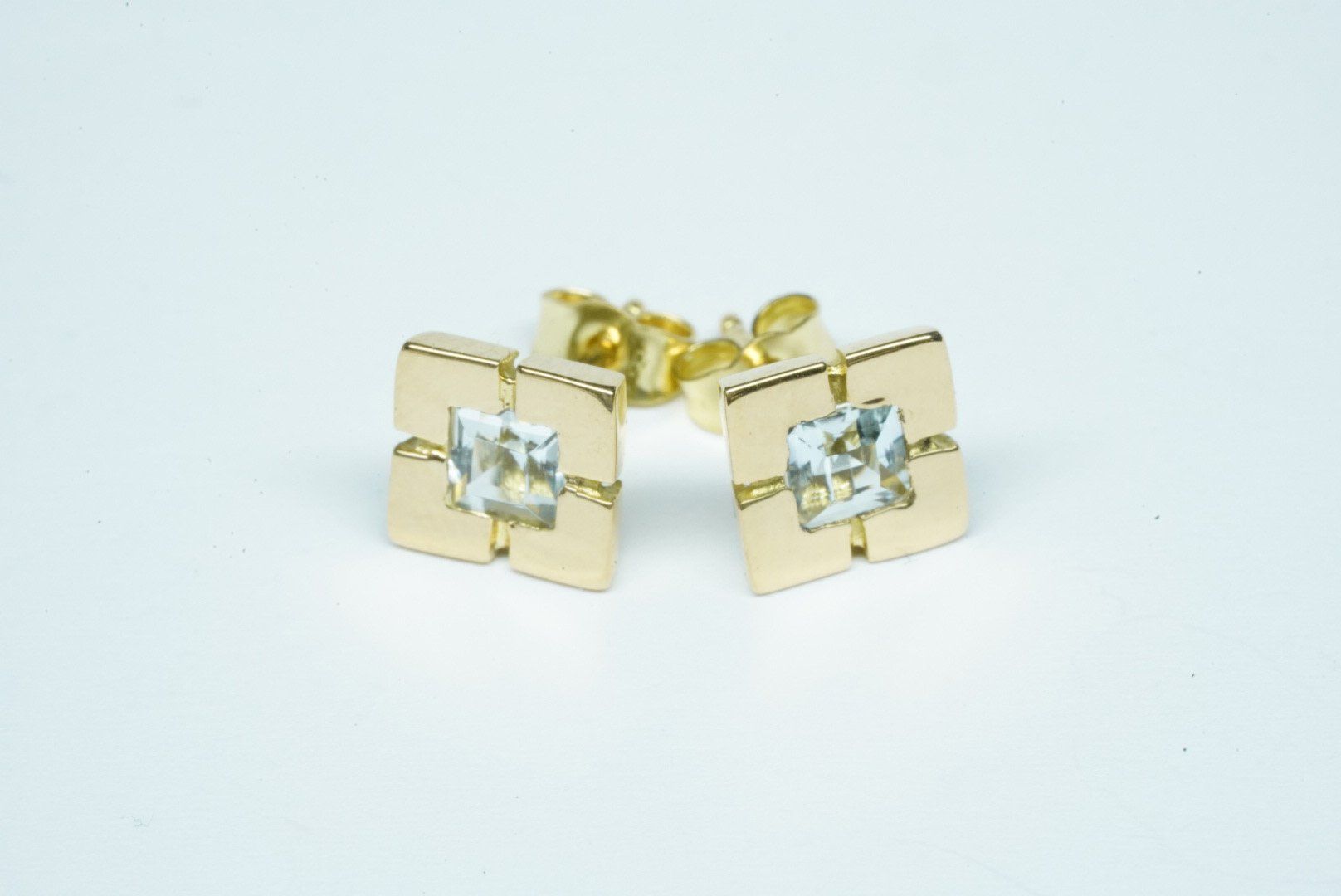 Orecchini pendenti & Orecchini a lobo: Ohrstecker 14k Gelbgold mit Aquamarin – Usato da Bülach venduto da Re-Jewelled
