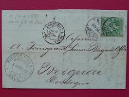 1882, Sitzende: Nr.49 BASEL nach Frankreich, Kat: 260.-+
