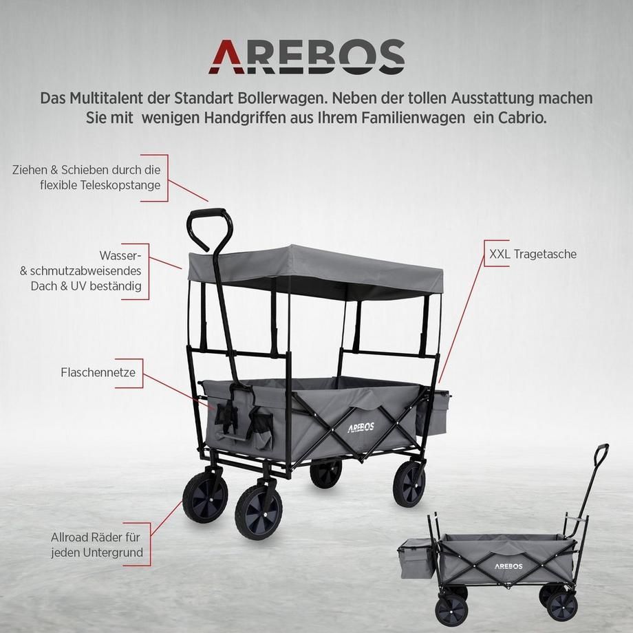 Carrelli di trasporto: Arebos Bollerwagen mit Dach - ECO - NEU - GRAU – Nuovo (secondo la descrizione) da Nebikon venduto da warendiscount 2
