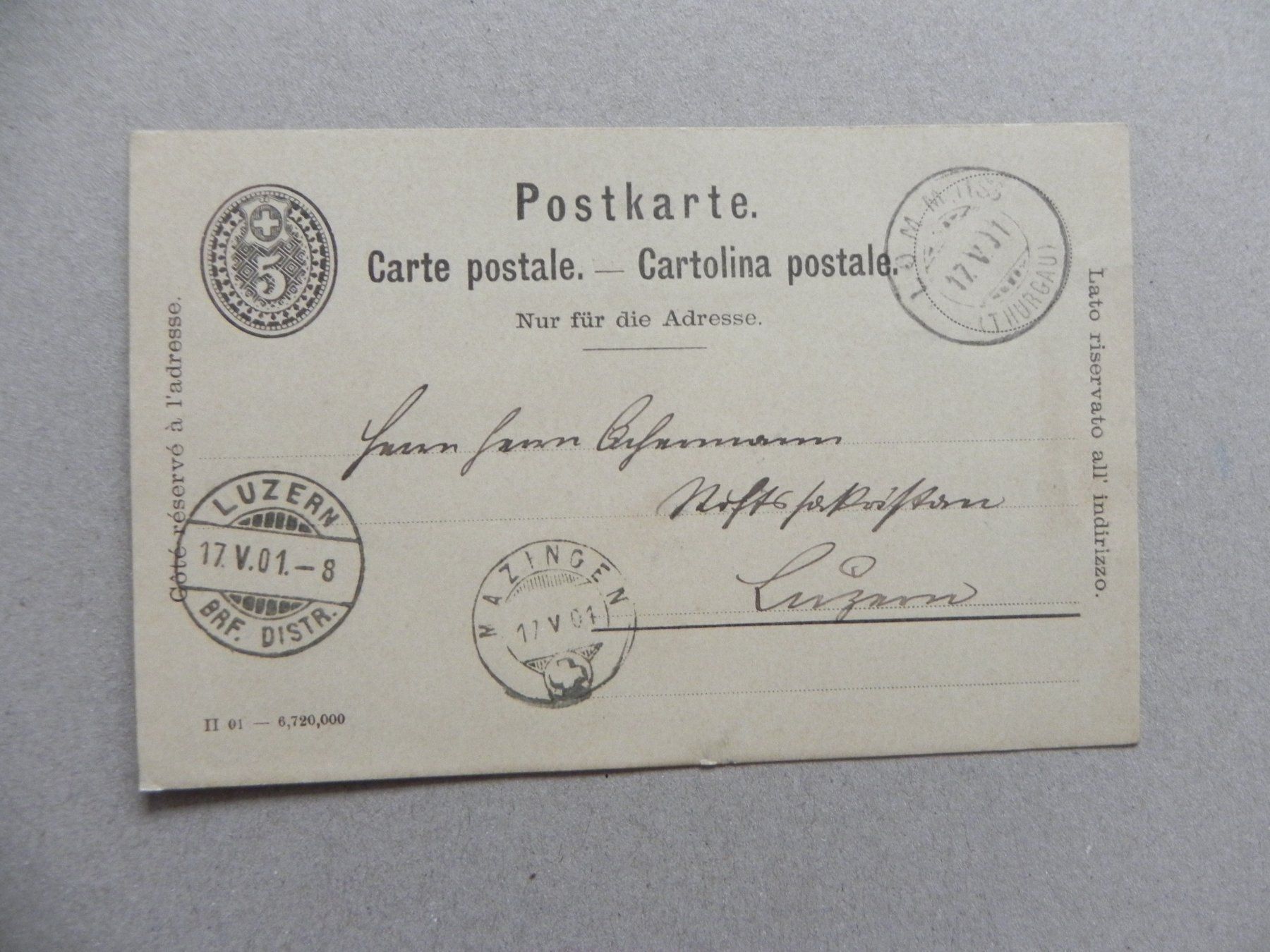 Ansichtskarten: Lommis Thurgau TG Post Stempel 1901 – Gebraucht aus Siebnen von krimsie
