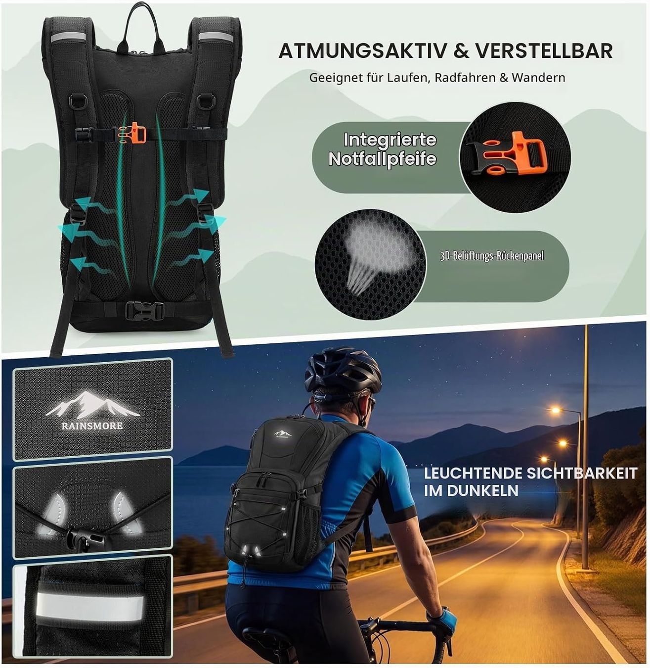 Zaini: Trinkrucksack mit 2 L Trinkblase leichtes Trinksystem – Nuovo e nell'imballaggio originale da Schaffhausen venduto da schwizerchaes 4