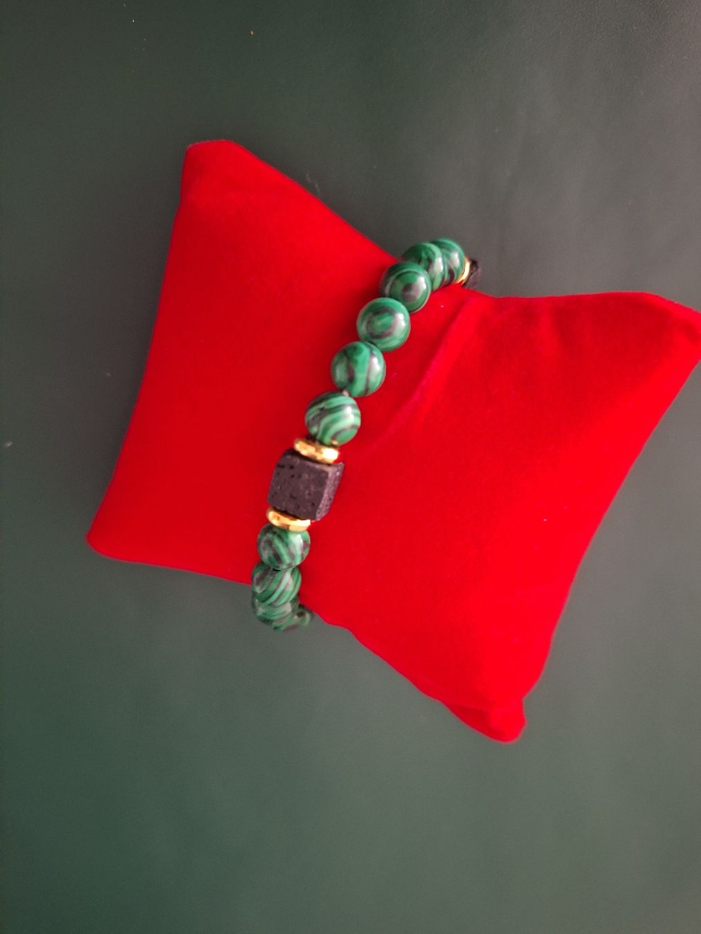 Bracciali & Braccialetti: Malachit & Lava Armband, Geschenkidee – Nuovo e nell'imballaggio originale da Killwangen venduto da galerie16 1