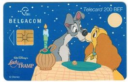 Telefonkarte Belgien, Lady and the Tramp, Walt Disney