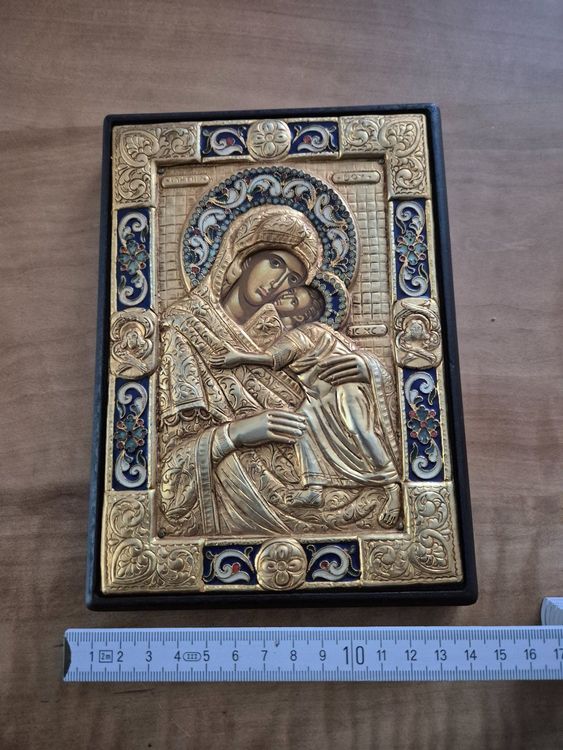 Handgefertigte Holz-Ikone - Berg Athos Mit Erzengeln | Griechisch-Orthodoxe Religiöse Kunst