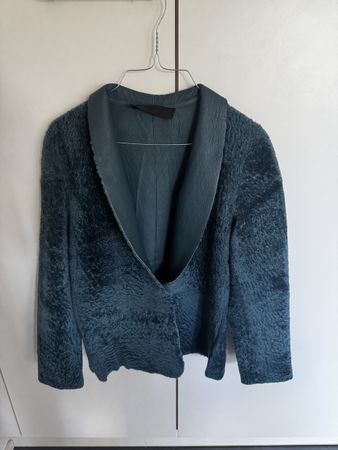 Samtige Lederjacke Blazer Nove Petrol 38