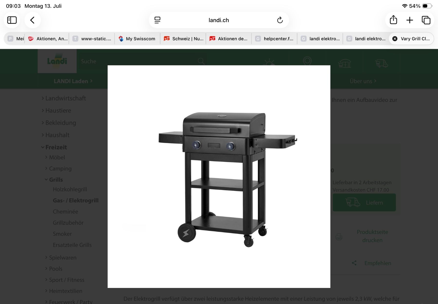 Grils: Elektrogrill Vary – D'occasion à Oensingen par welcome69 1