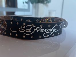 Ed Hardy Vintage Y2K Gürtel – Totenkopf & Tattoo Style