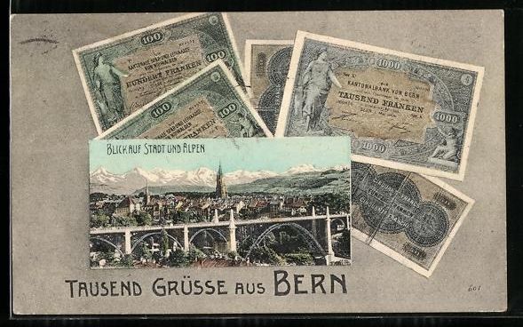 Ansichtskarten: Bern, Orts- und Alpenpanorama mit Geldsc – Gebraucht aus Berlin von bartko-reher