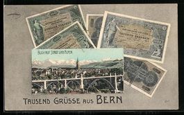 Bern, Orts- und Alpenpanorama mit Geldsc