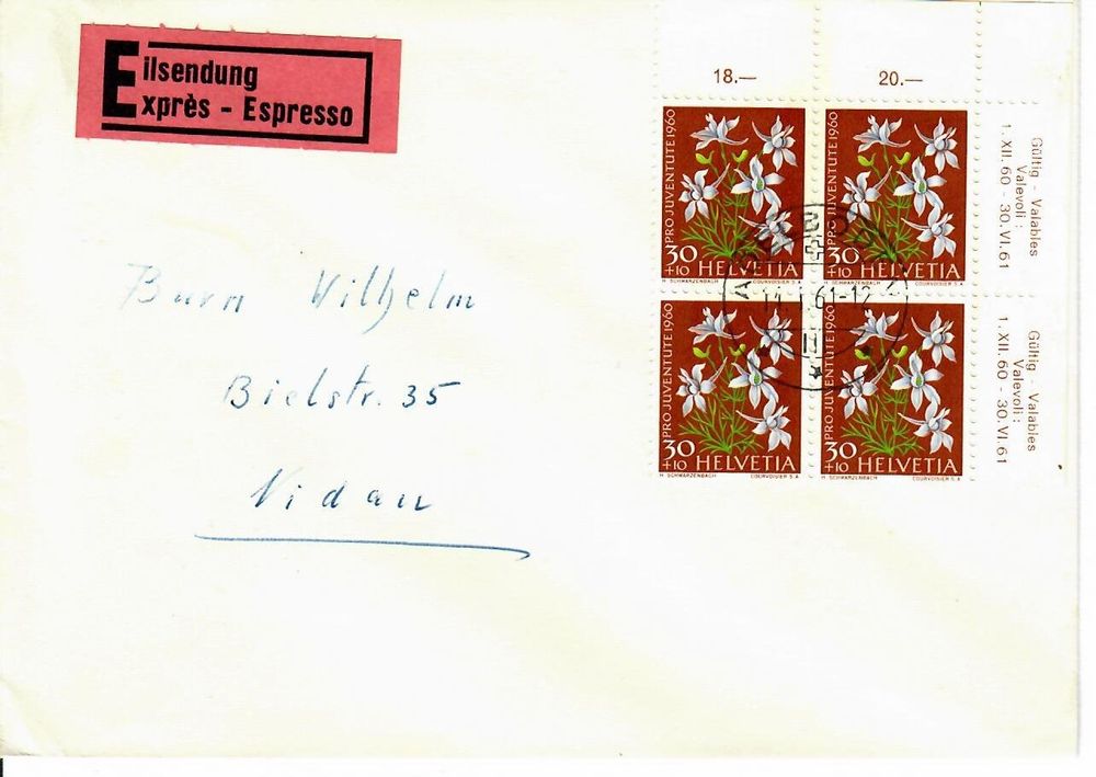 Brief mit PJ 4er Block 1960 | Kaufen auf Ricardo