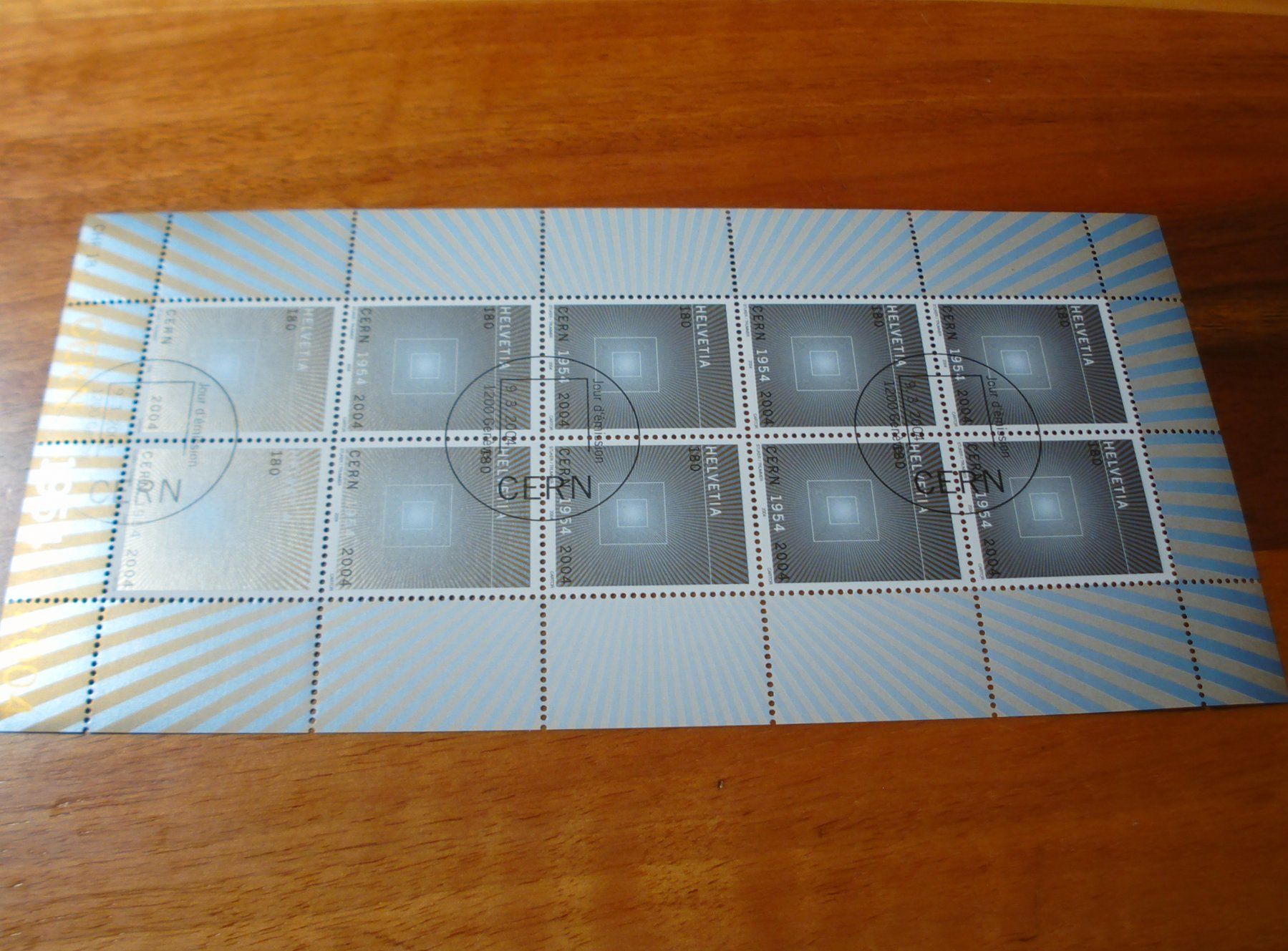 Alle Briefmarken: Bogen CERN Geneve, 2004, ET-o – Gebraucht aus Niederwil AG von morostahu