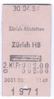 Billette Zürich Altstetten – Zürich HB