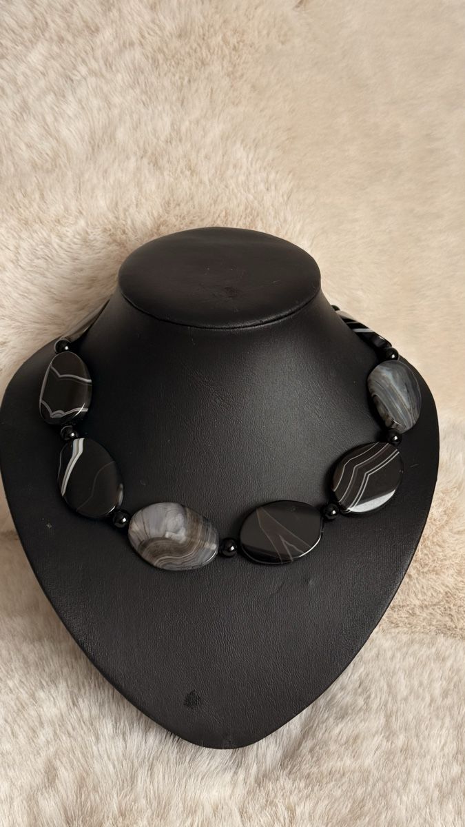 Catenine: Perles en agate noire naturelle. 45 cm – Usato da Delemont venduto da ann_ftj8 1